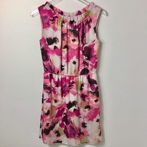 Loft Pink Floral Sleeveless Dress OP